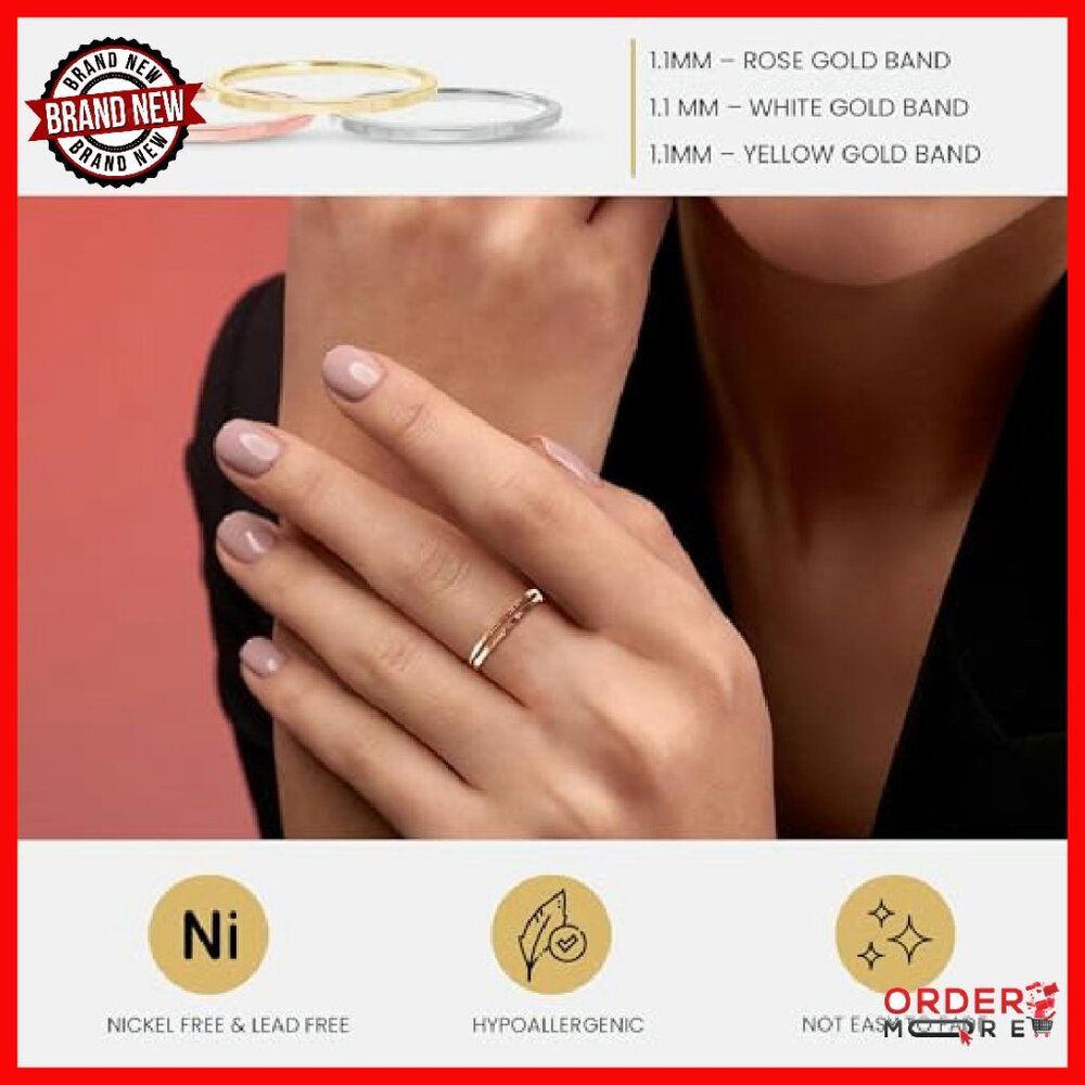 10k Solid Gold Dainty Stackable Wedding Band Ring… - image 4